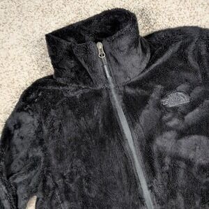 The North Face Womens Osito Fuzzy Fleece Jacket Black Full Zip Mock Neck Small S